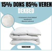 Eleganzzz 4 Seizoenen Schud Dekbed 15% Dons 85% Veren - 4 Seizoenen Dekbed 140x220cm - Veren Dekbed - Donzen Dekbed - Donsdeken 140x220 - Eenpersoons Extra Lang - Dekbedden