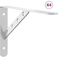 vidaXL Plankdragers 4 st 30x2,5x15,5 cm roestvrijstaal zilverkleurig