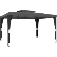 vidaXL Prieel met dubbel dak 3,98x2,98 m staal antracietkleurig