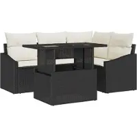 vidaXL Tuinset, 5-delig, zwart en crème
