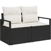 vidaXL Tuinbank met kussens, 120 x 62 x 69 cm, polyrotan