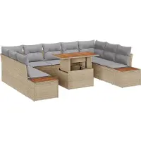 vidaXL Tuinbank Set 10 st Beige poly rattan