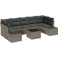 vidaXL Tuinbank Set 8 st Grijs poly rattan