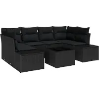 vidaXL Bankset, 7-delig, zwart [Synthetisch]: Polyrotan
