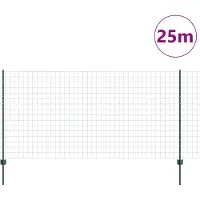 vidaXL Euro-hek met palen 25 x 1,2 m PVC-Coated Staal Groen Mesh