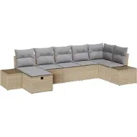 vidaXL Bankstel 7 st poly rattan