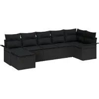 vidaXL Tuinbank Set 7 st Zwart poly rattan
