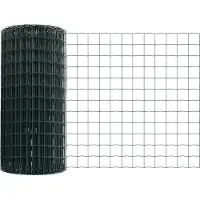 vidaXL Euro-hek met palen 10 x 0,6 m PVC-Coated Staal Groen Mesh