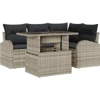 vidaXL Tuinbank Set 5 st Lichtgrijs poly rattan
