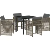 vidaXL Tuin Eettafel Set 5 st Grijs poly rattan