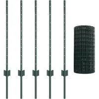 vidaXL Euro-hek met palen 10 x 0,8 m PVC-Coated Staal Groen Mesh