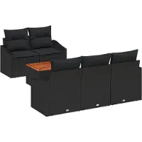vidaXL Tuinbank Set 6 st Zwart poly rattan