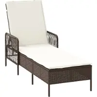 vidaXL Ligstoel Bruin en Crème Wit 55 x 200 x 92 cm poly rattan