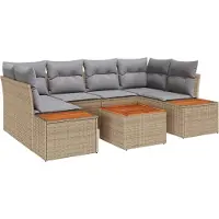 vidaXL Tuinbank Set 6 st Beige Poly rattan