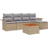 vidaXL Tuinbank Set 6 st Beige en Lichtgrijs poly rattan