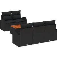 vidaXL Tuinbank Set 6 st Zwart poly rattan