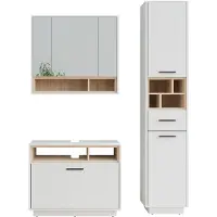 Vicco Beatrice Badkamermeubelset – 3 delen met hoge eenheid Wit/Sonoma