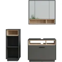Vicco Beatrice Badkamermeubelset – 3 stuks met midi-eenheid Antraciet/Sonoma