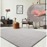The Carpet RELAX – Extra Zacht & Wasbaar Vloerkleed tot 30°C met Antislip Onderzijde – Fluweelachtige Structuur – Voor Slaapkamer of Woonkamer – Zilver, 80 x 150 cm
