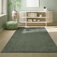 The Carpet RELAX – Extra Zacht & Wasbaar Vloerkleed tot 30°C met Antislip Onderzijde – Fluweelachtige Structuur – Voor Slaapkamer of Woonkamer – Donkergroen, 60 x 110 cm