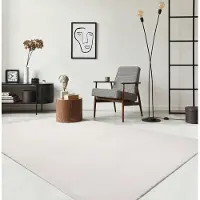 The Carpet RELAX – Extra Zacht & Wasbaar Vloerkleed tot 30°C met Antislip Onderzijde – Fluweelachtige Structuur – Voor Slaapkamer of Woonkamer – Crème, 60 x 110 cm