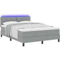 vidaXL Boxspringbed met LED-verlichting, lichtgrijs, 160 x 200 cm, gestoffeerd