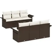 vidaXL Tuinbank Set 7 st Bruin en Crème poly rattan