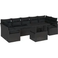 vidaXL Tuinbank Set 8 st Zwart Poly rattan
