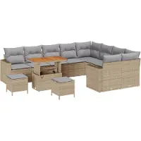 vidaXL Tuinbank Set 13 st 10-Aantal zitplaatsen Beige en Lichtgrijs