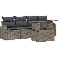 vidaXL Tuinbank Set 5 st Grijs Poly Riet
