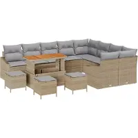 vidaXL Tuinbank Set 13 st 8-Aantal zitplaatsen Beige Poly rattan