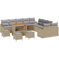 vidaXL Tuinbank Set met kussen 13 pcs Beige poly rattan