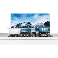 KitchenYeah Spatscherm keuken 80x40 cm - Kookplaat achterwand Water - Bergen - Natuur - Muurbeschermer - Spatwand fornuis - Hoogwaardig aluminium