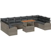 vidaXL Tuinbank Set 11 st Grijs Poly rattan