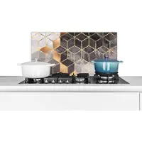 KitchenYeah Spatscherm keuken - Luxe - Kubus - Vorm - Patronen - Goud - Abstract - Keuken - Keuken achterwand - 60x30 cm - Spatwand