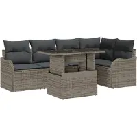 vidaXL Tuinbank Set 6 st Grijs Poly Riet