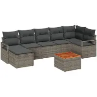 vidaXL Tuinbank Set 8 st Grijs poly rattan