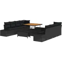vidaXL Tuinbank Set Zwart Poly rattan