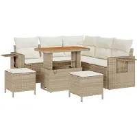 vidaXL Tuinbank Set 8 st Beige poly rattan