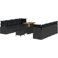 vidaXL Tuinbank Set 11 st Zwart poly rattan