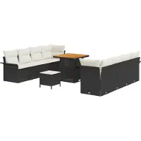 vidaXL Tuinbank Set 11 st Zwart poly rattan
