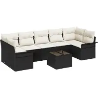 vidaXL Tuinbank Set 8 st Zwart en Crème poly rattan