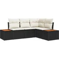 vidaXL Tuinbank Set 4 st 4-Aantal zitplaatsen Zwart en Crème