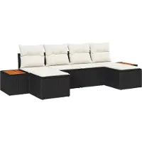 vidaXL Tuinbank Set 6 st Zwart en Crème Poly Riet