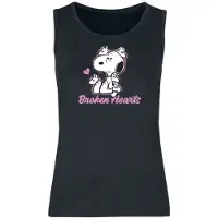 Peanuts Tanktop - Snoopy - Broken Hearts - S tot XXL - voor Vrouwen - zwart - Maat M