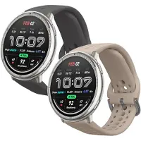 Kwmobile 2x horlogebandjes geschikt voor 20mm Amazfit Active 2 / 2 Square / Active Edge / Bip 3 / GTS 3 4 bandje - Smartwatch bandjes van TPU - Activity tracker horloge band in donkergrijs / beige