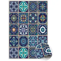 Tulup Vinyl Tapijt - Portugese tegels Vloerkleed Op Vinyl - 140 x 210 cm - Blauw Vloerkleed Vinyl - PVC Tapijt - Tapijt Vinyl - Keukentapijt - Haltapijt