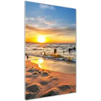 Tulup Glasschilderij - Foto Op Glas Zeelandschap - 50 cm x 100 cm - Orange Schilderij Op Glas - Glas Schilderij - Klassieke Glasafbeeldingen - Foto In Glas - Glasdecoratie voor de Woonkamer