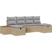 vidaXL Tuinbank Set 6 st Beige poly rattan