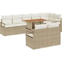 vidaXL Tuinbank Set 9 st Beige Poly rattan